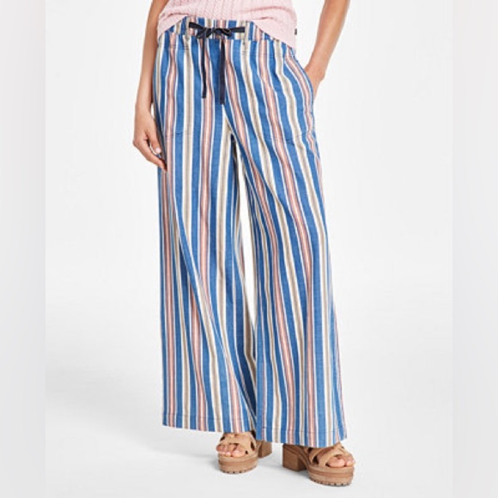 NAUTICA Laguna BEACH  WIDE LEGS Pants medium With Pockets NWT Linen summer